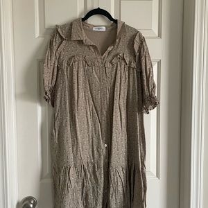 NWOT CJLA Ruffle Shirt Dress, L